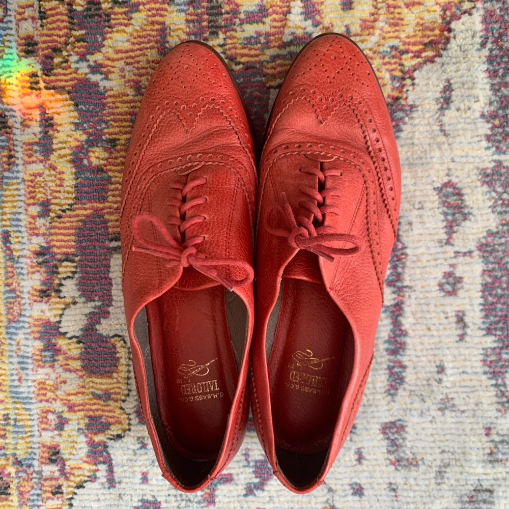 vintage gh bass and co red wingtip oxfords